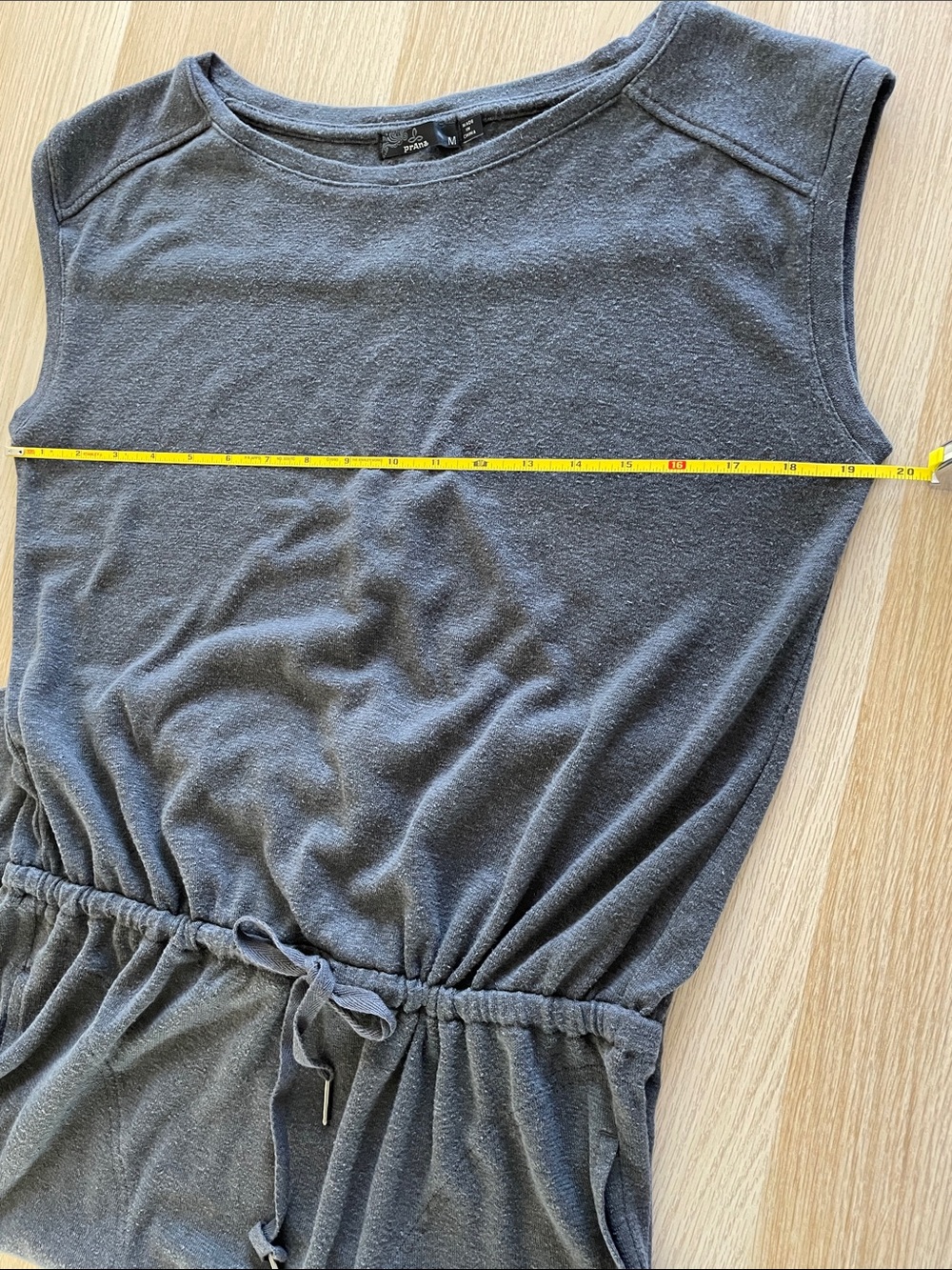 prAna Charcoal Sleeveless Drawstring Midi Dress. - Picture 4 of 4